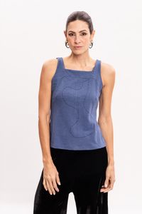 Blusa de Malha Azul com Presponto 