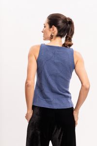 Blusa de Malha Azul com Presponto 