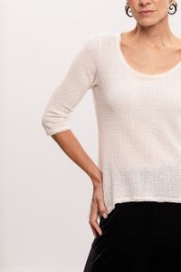 Blusa de Malha Off White com Acabamento em Tule