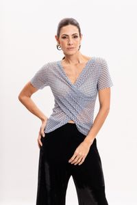 Blusa de Tule Azul com Poá