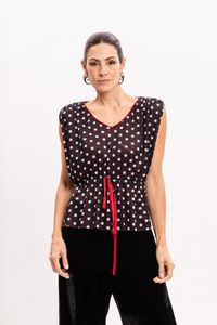 Blusa de Tule Poá com Franzido na Cintura