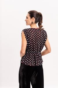 Blusa de Tule Poá com Franzido na Cintura