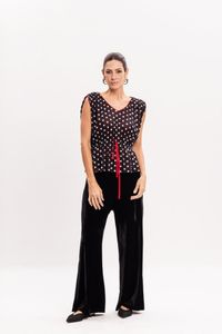 Blusa de Tule Poá com Franzido na Cintura