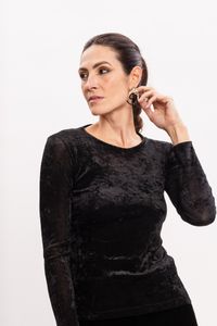 Blusa Preta em Veludo Transparente