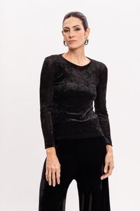 Blusa Preta em Veludo Transparente