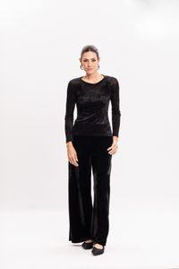 Blusa Preta em Veludo Transparente
