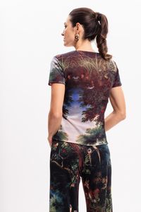 Blusa Transpassada em Tule Jan Breughel The Garden