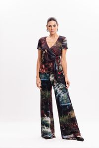 Blusa Transpassada em Tule Jan Breughel The Garden