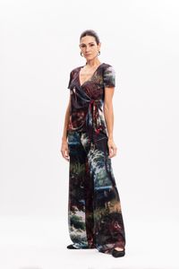 Blusa Transpassada em Tule Jan Breughel The Garden
