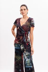 Blusa Transpassada em Tule Jan Breughel The Garden