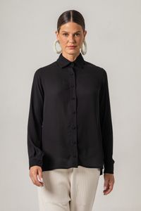 Camisa em Musseline Preta Lisa