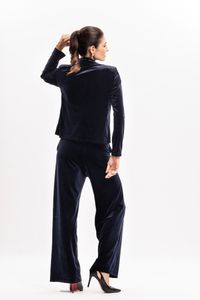 Calça Pantalona em Veludo Azul