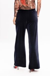 Calça Pantalona em Veludo Azul