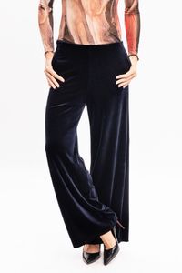 Calça Pantalona em Veludo Azul