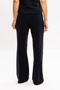 Calça Pantalona Preta em Plush com Pesponto Vermelho