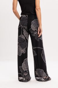 Calça Pantalona em Tule Orquídea Negra