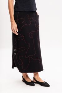 Saia Preta com Ilhós Laterais e Presponto Vermelho