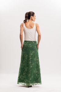 Saia Longa Verde em Paetê Texturizado