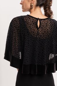 Poncho tule folha devore Preto