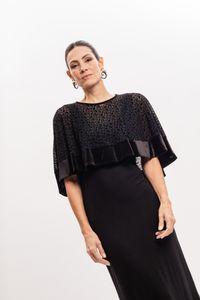 Poncho tule folha devore Preto