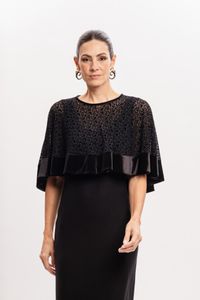 Poncho tule folha devore Preto