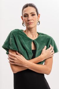 Pelerine Curta Verde com Pelinho