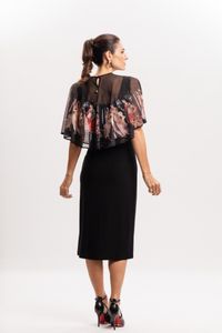 Poncho em Tule Estampado Três Graças