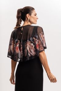 Poncho em Tule Estampado Três Graças