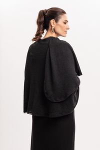 Poncho Transpassado em Malha Preta