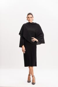 Poncho Transpassado em Malha Preta