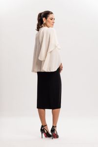 Poncho Transpassado em Malha Off White