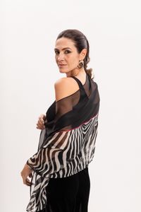 Xale em Tule Listras Zebrada