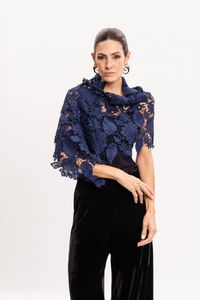 Xale em Renda Azul Marinho Refilada