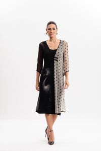 Kimono Longo em Tule Grou Coroado com Poá
