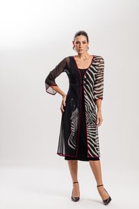 Kimono Longo em Tule Listras Zebrada