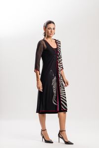 Kimono Longo em Tule Listras Zebrada