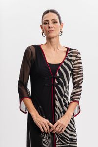 Kimono Longo em Tule Listras Zebrada