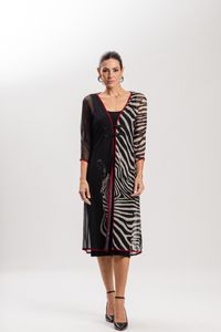 Kimono Longo em Tule Listras Zebrada