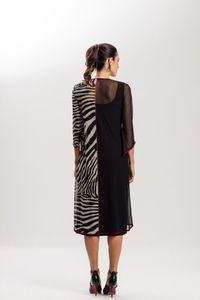 Kimono Longo em Tule Listras Zebrada