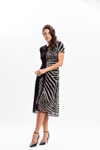 Vestido Curto em Tule Listras Zebrada