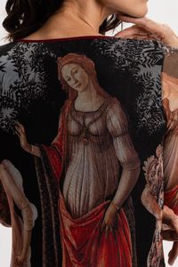 Vestido Curto em Tule Estampa Três Graças