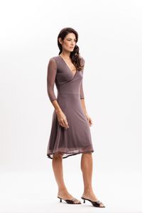 Vestido Curto Transpassado em Tule Poá