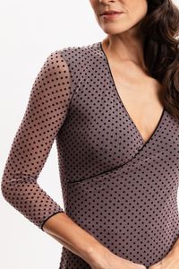 Vestido Curto Transpassado em Tule Poá