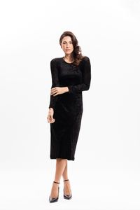 Vestido Reto em Tule Transparente Preto