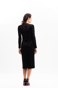 Vestido Reto em Tule Transparente Preto