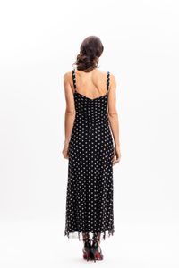 Vestido Longo  Regata em Tule Poá Preto