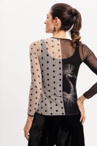 Blusa de Tule segunda pele Grou coroado com Poá