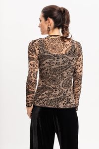 Blusa de Tule Manga longa Devorê Caxemira