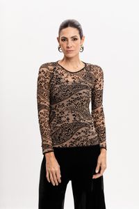 Blusa de Tule Manga longa Devorê Caxemira