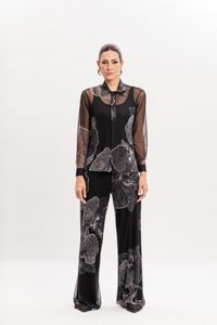 Camisa em Tule Orquídea Negra